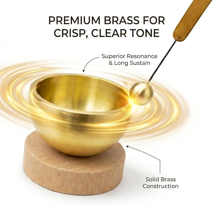 Mini Singing Bowl Set, Small Portable Brass Meditation Sound Bowl with Copper Striker Ball & Drawstring Pouch, for Yoga, Mindfulness, Relaxation, Chakra & Spiritual Gift (1.6 in) Bloomnest