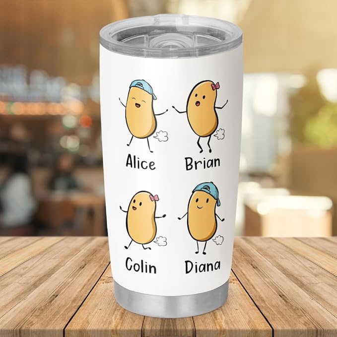 Funny Custom Farter Tumbler for Dad, 20oz or 30oz Stainless Steel Insulated Mug, Personalized Gift from Kids, Joke Travel Cup with Name and Cartoon Beans, Father’s Day or Birthday Gag Gift - Bloomnest