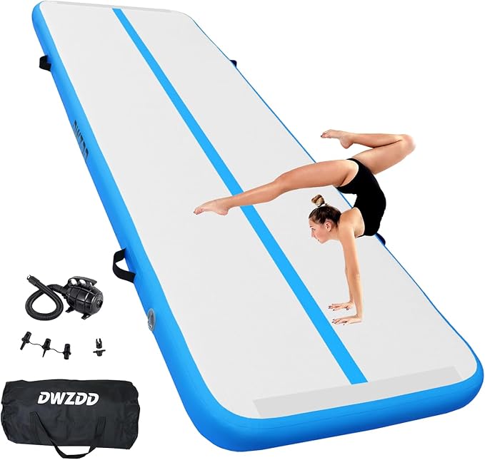 Dwzdd Gymnastics Air Mat 10ft/13ft/16ft/20ft Tumbling Mat Inflatable Gymnastics Tumble Track for Home/Gym/Training/Cheerleading/Water with Electric Pump