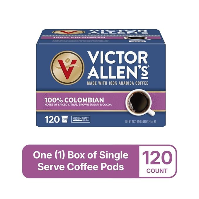 Victor Allen's Coffee 100% Colombian, Medium Roast, 120 Count, Single Serve Coffee Pods for Keurig K-Cup Brewers - Bloomnest