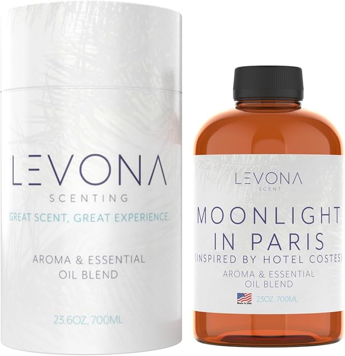 Levona Scent Essential Oil - Luxury Aroma for Home, Office, Hotel & Spa, Ideal for Humidifiers & Diffusers, Hotel Fragrance with Nutmeg, Lemon & Rose - 700ml / 23 fl oz, Moonlight in Paris LEVONASCENT
