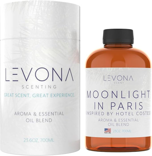 Levona Scent Essential Oil - Luxury Aroma for Home, Office, Hotel & Spa, Ideal for Humidifiers & Diffusers, Hotel Fragrance with Nutmeg, Lemon & Rose - 700ml / 23 fl oz, Moonlight in Paris LEVONASCENT
