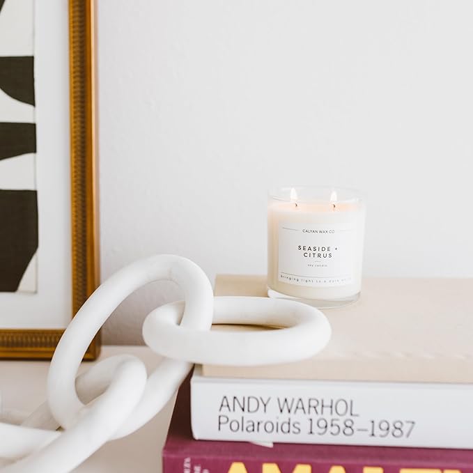 Calyan Wax Co. 2 Wick Candle, Sea Mist + Freesia Scented Candle, 37 Hour Burn Time, Aromatherapy Soy Candles, Non Toxic & Vegan Soy Wax, Glass Tumbler Scented Candles, 12.5oz - Bloomnest