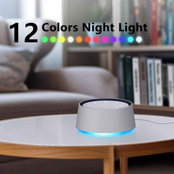 Brown Noise Sound Machine with 30 Soothing Sounds White Noise Machine 12 Colors Night Light for Baby Adults Kids Sleep Machines 36 Volume Levels 5 Timers for Home Office - Bloomnest