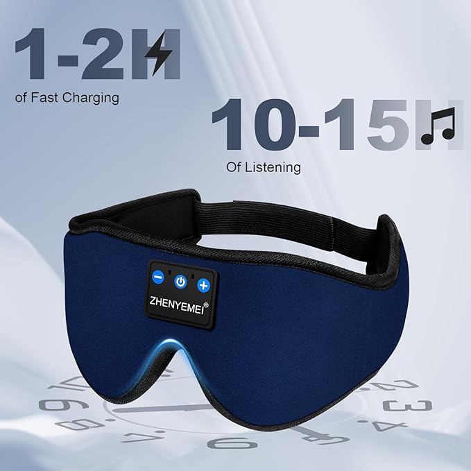 Sleep Mask with Headphones Bluetooth 5.4 Wireless, Sleep Headphone with Microphone Built-in HD Speakers Music, Eye Mask for Sleeping Travel Meditation for Men Women Girl Cool Gadgets - Bloomnest