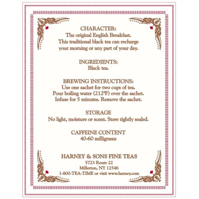 Harney & Sons Black Tea, English Breakfast, 20 Sachets - Bloomnest