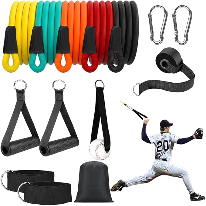 Baseball Resistance Trainer,Training Aid for Baseball Softball Pitchers,Interchangeable Grips to Build Arm Strength,Arm Bands for Baseball Players,Baseball Throwing Trainer,Great to Warm-Up - Bloomnest