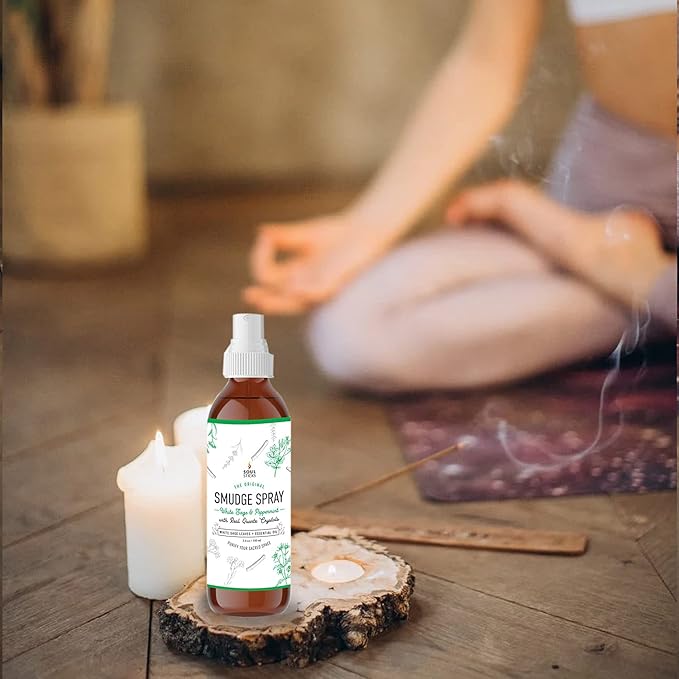 Soul Sticks Smudge Spray for Cleansing Negative Energy and Purifying Home | Made with White Sage and Quartz Crystals | 3.5 oz. Bottle (White Sage & Peppermint) SoulSticks