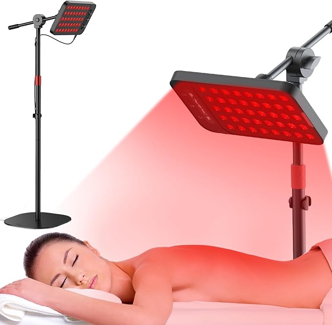 Comfytemp 55W Red Light Therapy for Face & Body, 143mW/cm² at 6 in Powerful Near Infrared Light Therapy Lamp, 660nm & 850nm LED Light Panel with Adjustable Stand Home Use, Gifts for Women Men Mom Dad Comfytemp
