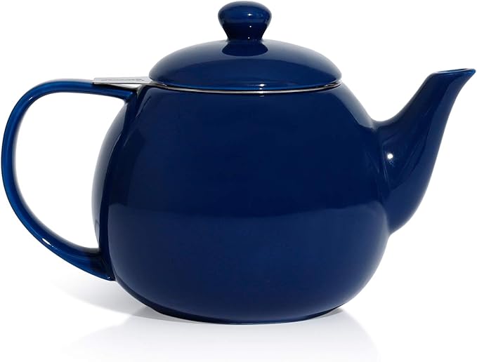 Sweese Teapot, Porcelain Tea Pot with Stainless Steel Infuser, Blooming & Loose Leaf Teapot - 27ounce, Navy - Bloomnest