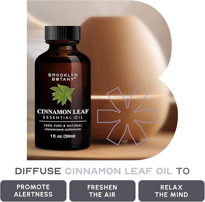 Brooklyn Botany Cinnamon Leaf Essential Oil - 100% Pure and Natural - Premium Grade Oil with Dropper - for Aromatherapy and Diffuser - 1 Fl Oz - Bloomnest