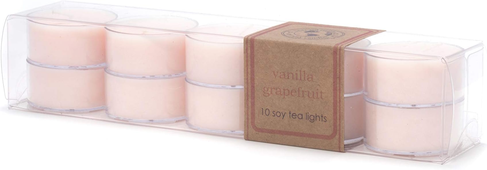 ECO CANDLE CO. Tea Light Candles, Vanilla Grapefruit, 10-Pack - Scents of Vanilla & Pink Grapefruit - Recyclable, 100% Soy Wax, No Lead, Hand Poured, Made from Midwest Grown Soybeans, .6 oz. Each - Bloomnest