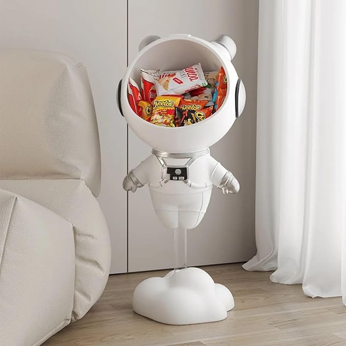 Modern Astronaut Statues White Spaceman Sculpture Floor Figurine Ornament End Side Table with Storage for Home Decoration - Bloomnest
