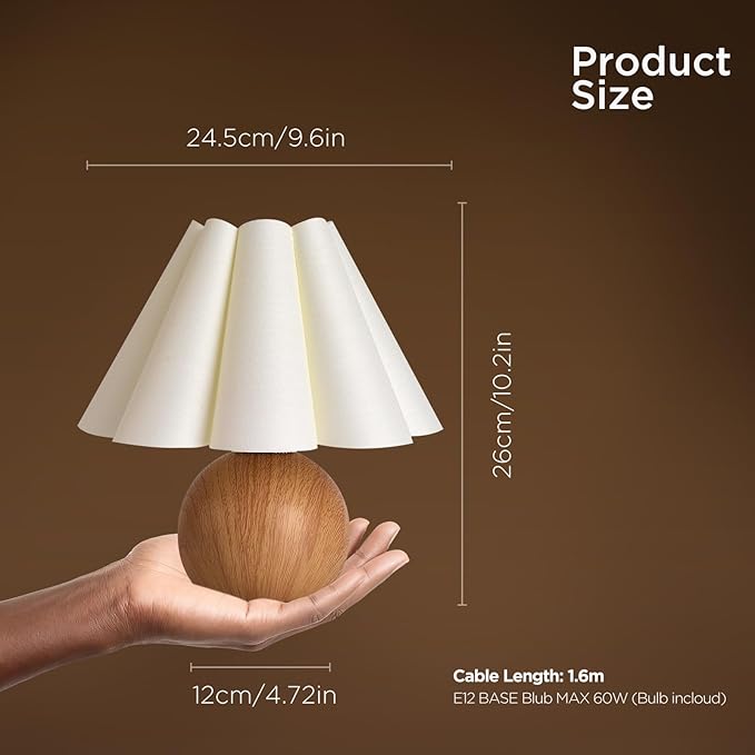 KUNJOULAM Cute Small Table Lamp, Modern Bedside Nightstand Lamp with Fabric Lampshade, Metal Base for Bedroom Home Office Decor (Without Buld) - Bloomnest