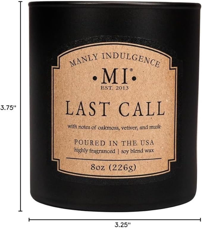 Manly Indulgence Last Call Scented Candles for Men, Premium Soy Blend Wax, 45H Burn, Candles for Home Scented, Gift-Ready Packaging - Made in The USA - Bloomnest
