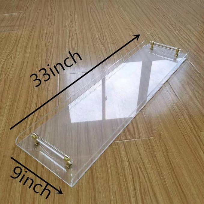 WANLIAN 33inch Luxury Bathtub Caddy Tray for Bathroom Bath tub Table Caddy Shelf for Shower Storage Organizer tub Accessories for Bath tub Table Caddy (Gold-Clear) - Bloomnest