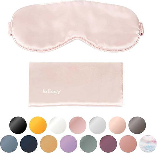 Blissy Silk Sleep Mask - Silk Eye Sleeping Mask for Women & Men for Total Blackout - 100% Pure Mulberry Silk, 22 Momme 6a Fibers - Blindfold Silk Sleep Mask Side Sleeper Eye Cover (Pink) - Bloomnest