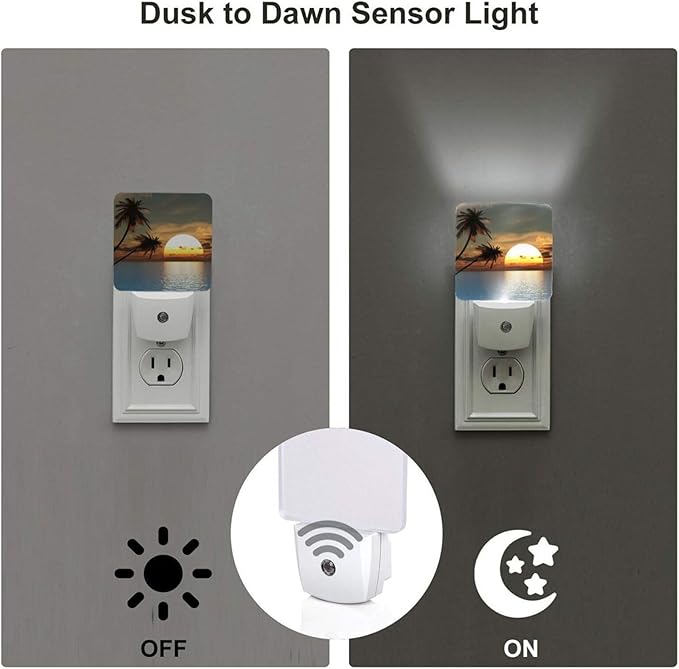 Led Night Light, Sunset Palm Decorative Plug in Nightlights,with Smart Auto Dusk to Dawn Night Light for Bedroom, Kitchen, Nursery, Bathroom - Bloomnest