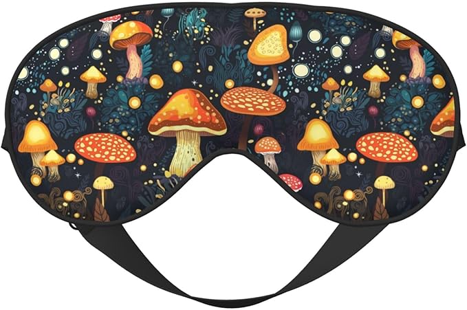 Sleep Eye Mask Mushroom Forest with Lights Sleep Mask for Women Men Comfortable Eye Mask with Adjustable Strap Soft Eye Cover Blindfold for Travel Yoga Nap Shift Work - Bloomnest