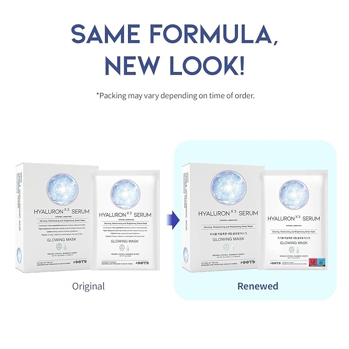 #OOTD Triple Hyaluron Hydrating Mask for Dry and Sensitive Skin, Anti Aging, Tightening and Moisturizing, Korean Vegan Beauty, Hyaluronic Acid, Caffeine, Vitamin C 10EA - Bloomnest