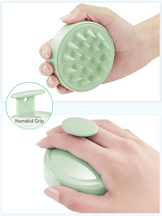 HEETA Scalp Massager Hair Growth, Soft Silicone Scalp Scrubber Shampoo Brush for Exfoliation, Dandruff Removal Head Massage Stress Relax, Wet & Dry Use for Thick Thin Curly Hair Care, Lime Green HEETA