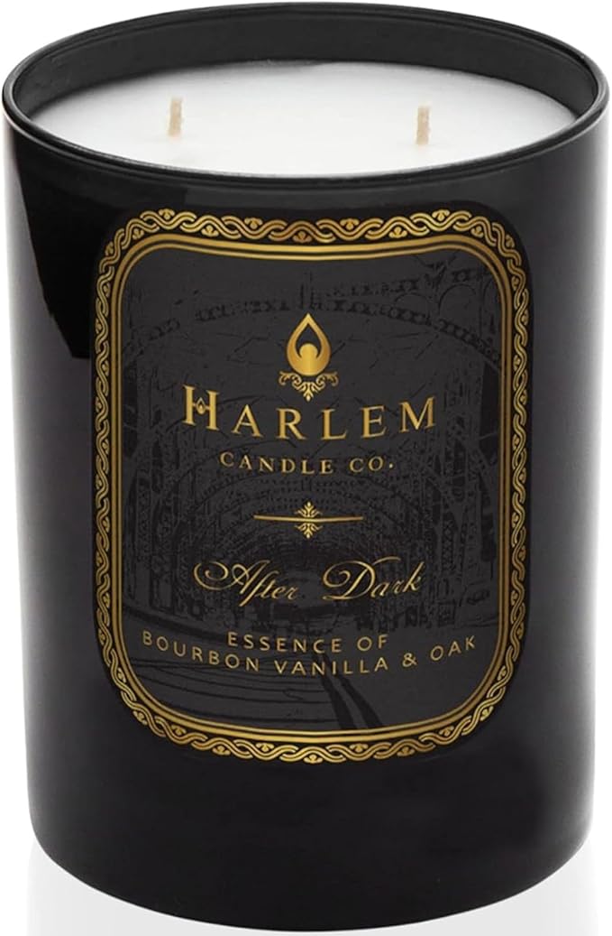 HARLEM CANDLE CO. After Dark - Luxury Scented Soy Candle, 11 oz - 80-Hour Burn Time | Bergamot, Saffron, Bourbon Vanilla, Oak | Scented Candles for Home - Bloomnest