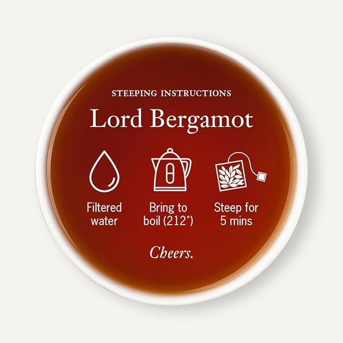 Steven Smith Teamaker Lord Bergamot No. 55, Caffeinated, Sugar-Free, Sustainably Grown, Full Leaf Earl Grey Black Tea Bags, 15 Sachets, 1.2oz each - Bloomnest