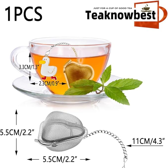 1 Pack Tea infusers, loose tea strainer, Heart shaped tea ball + cute animal pendant, reusable tea steeper makes afternoon tea meaningful (Duck, 1PCS) - Bloomnest