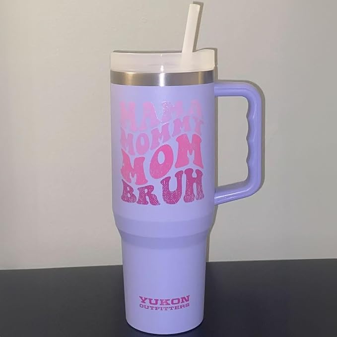 Yukon Outfitters Fit Forty 40oz Double Wall Vacuum Insulated Stainless Steel Tumbler with Reusable Straw & Ergonomic Handle | For Hot or Cold Beverage, Mama Bruh - Bloomnest