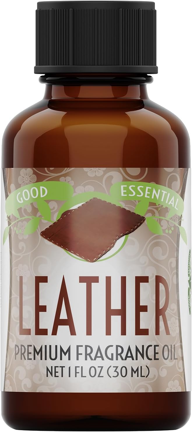 Good Essential Professional Leather Fragrance Oil for Diffuser, Candle Warmer, Wax Melts - 1 fl oz, 30ml - Leather Scent Oil for Candles GoodEssential