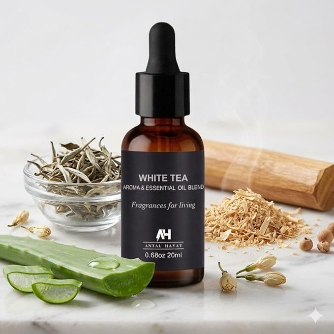 White Tea Essential Oil 20ml – Luxury Hotel Essential Oils for Diffusers and Home - Pet Friendly Non Toxic Essential Oils - Premium Home Fragrance - Baccarat Rouge 540 Scent Glass Bottle with Dropper