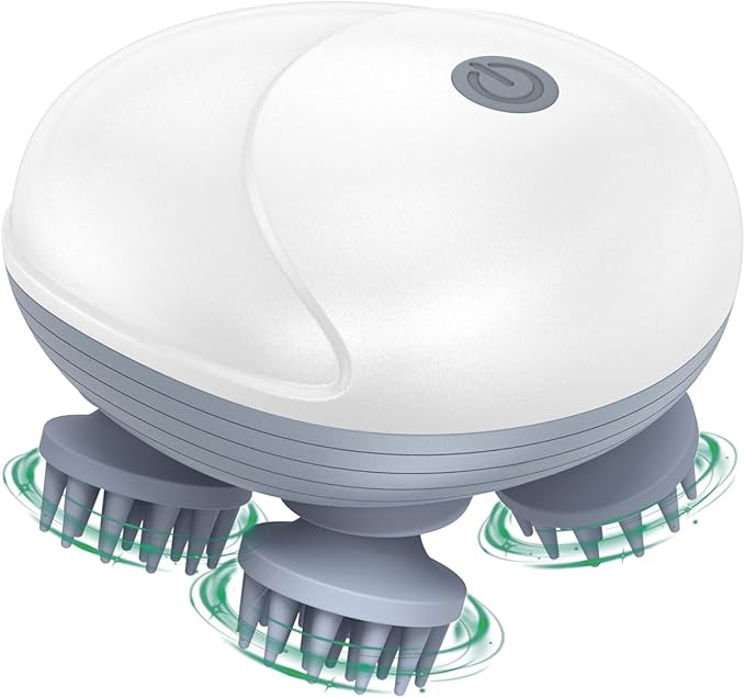 ORIA Electric Scalp Massager, Pet Massager for Dogs and Cats, Waterproof Head Massager with 4 Removable Massage Heads, 96 Nodes, for Stress Relief, Full Body Relaxation, Promote Bonding Oria