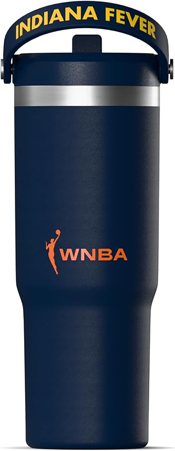 Hydrapeak x WNBA Officially Licensed Indiana Fever 32 oz Nomad Tumbler with Handle and Straw Lid, Leakproof Stainless Steel Water Bottle - Bloomnest