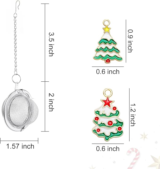 Stainless Steel Mesh Tea Infuser, 2.1 in. Tea Ball with Christmas Tree Pendant, 2PC Set - Bloomnest