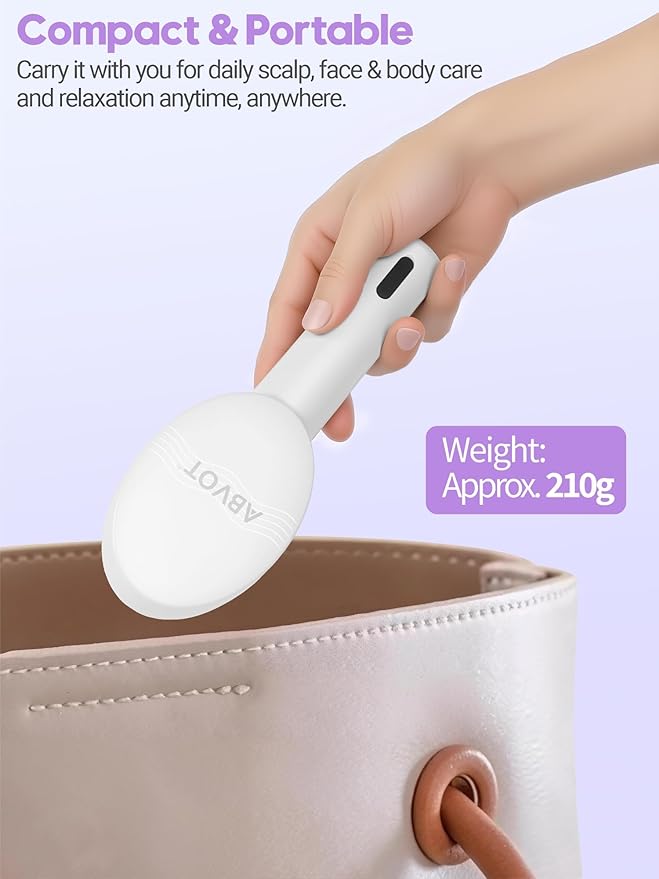 3-in-1 Electric Scalp Massager Brush, Vibrating Scalp Massager Comb with Hair Oil Applicator for Scalp/Face/Body Relaxation, Portable Massager Tool for Home & Travel, Gift for Men & Women(White) ABVOT