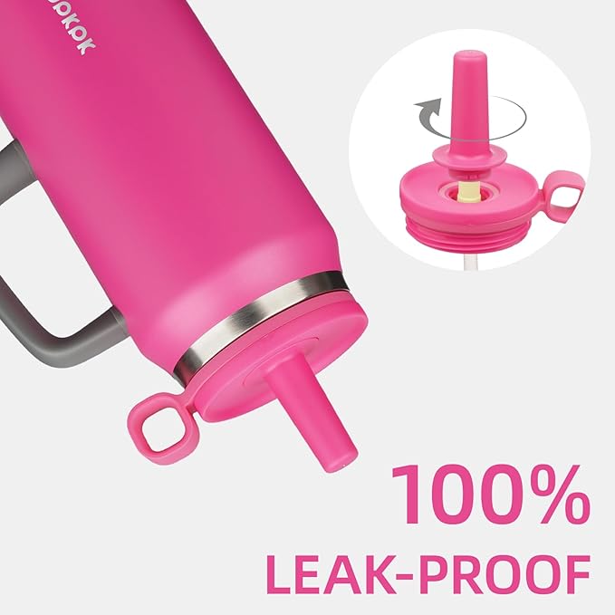 BJPKPK 50oz Insulated Tumbler with Handle Stainless Steel Travel Coffee Mug with Lid Reusable Large Water Bottle with Straw,Barbie Pink - Bloomnest