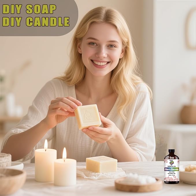 Cherry Blossom Essential Oil (4 oz/120 ml) — Cherry Blossom Oils for Aromatherapy, diffusers, humidifiers, Home fragrances, DIY Skincare, soap Making, DIY Candle, Relaxation, Yoga, and Meditation - Bloomnest