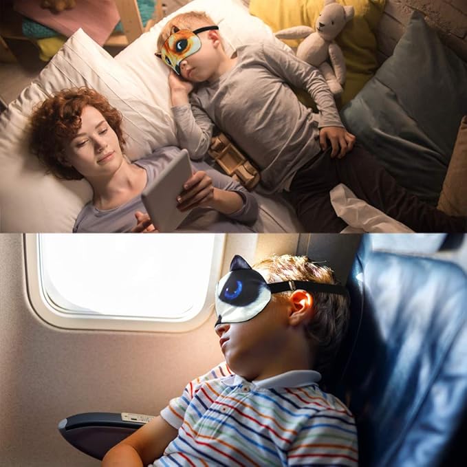 Tphon Sleep Mask for Adult Kids Boys Girls Funny Blindfolds Soft Cute Animal Sleeping Masks with Adjustable Strap for Travel Naps Shift Works Games - Bloomnest