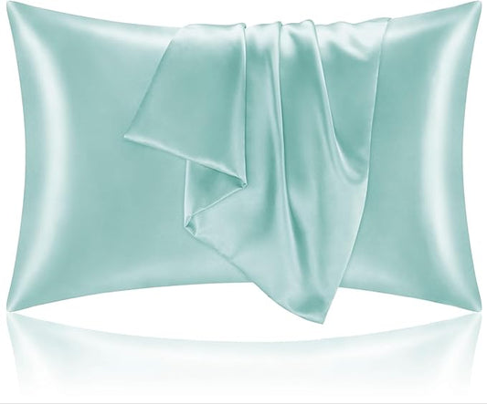 BEDELITE Satin Pillowcase for Hair and Skin, Super Soft and Cooling Similar to Silk Pillow Cases 2 Pack with Envelope Closure, Gift for Women Men(20"x30" Queen Size, Blue Grey) - Bloomnest