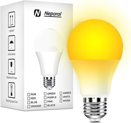 Neporal Amber Light Bulbs 9W, Soft Warm Sleep Light Bulbs 60W Equivalent, Blue Light Blocking Amber Night Light 1800K, Bedtime Light Bulb for Healthy Sleep,1Pack - Bloomnest