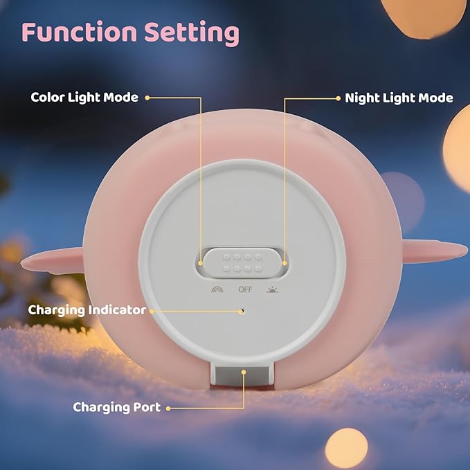 Axolotl Night Light for Kids, Rechargeable LED Silicone Lamp with 7 Colors Changing, Adjustable Brightness, Touch Control, Cute Room Decor, Bedside Nightlight, Birthday Gifts for Boys and Girls - Bloomnest