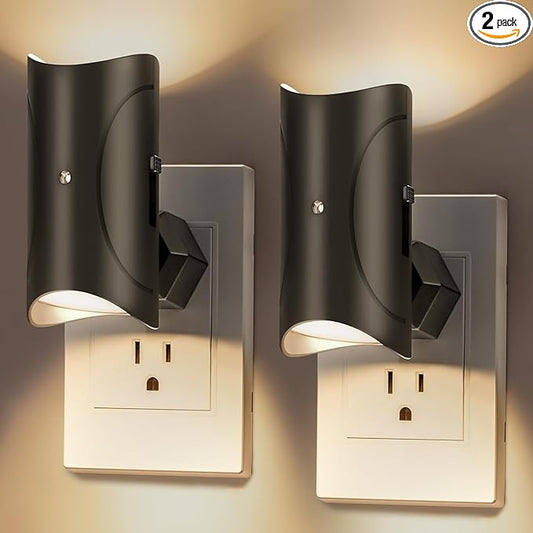 LED Night Lights Plug into Wall, Dimmable Plug in Nightlights, Auto On/Off Dusk to Dawn Indoor Night Lights, 3000K Warm Light, 0-100LM, Bathroom Lights for Hallway, Bedroom, Stairway 2 Pack - Bloomnest