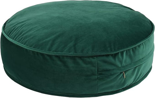 Round Floor Pillow Cover Velvet Throw Seating Pouf Yoga Meditation Cushion Plush Case Reading Room Decor Cover Only (25.6IN, Green) - Bloomnest