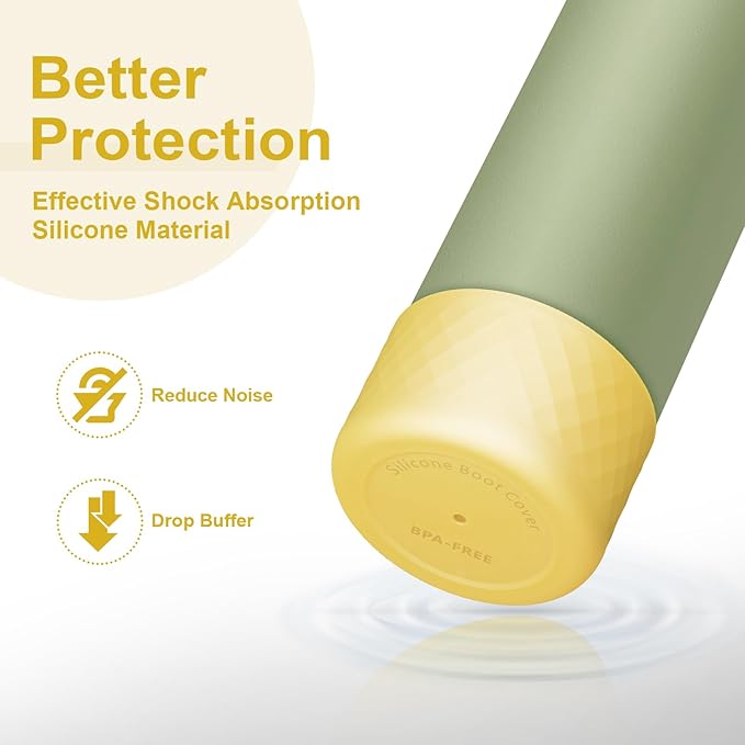 2PCS Silicone Water Bottle Boot for Owala 24oz 32oz 40oz, Anti-Slip Protective Sleeve Bottom Bumper Protector for FreeSip, Twist, and Flip Stainless Steel Water Bottles Alwenid