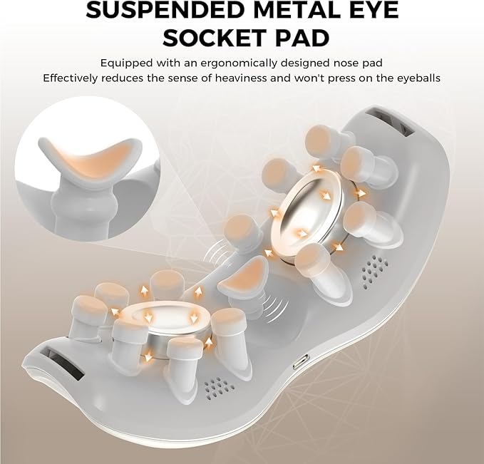 Eye Massager with Heat and Cooling, 12 Vibrators, 4 Massage Modes, 3 Temp Settings, Rechargeable Bluetooth Music, Gifts for Women/Men,Smart Sleep Mask for Relax, Reduce Strain - Bloomnest