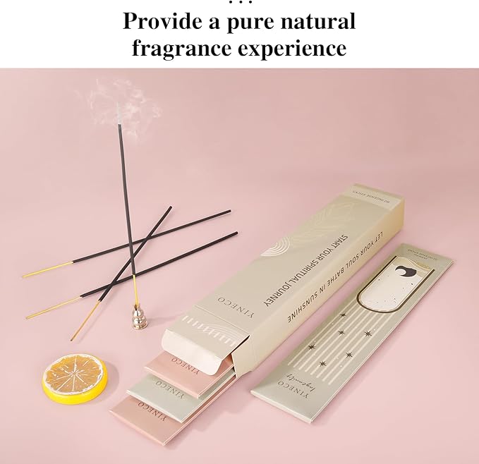 Incense Sticks Set of 80-6 Scents (Palo Santo, Sandalwood, Jasmine, Rose Geranium) Organic & Slow-Burning for Relaxation, Meditation & Positive Vibes (Hopeful) YINECO