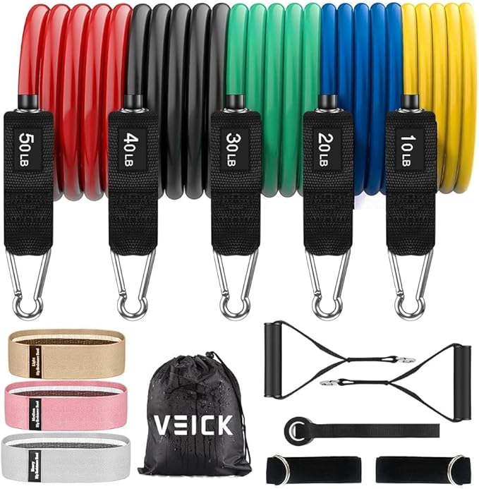 VEICK Resistance Bands, Exercise Bands, Workout Bands, Resistance Bands for Working Out with Handles for Men and Women, Exercising Bands for Fitness Weights Work Out at Home - Bloomnest