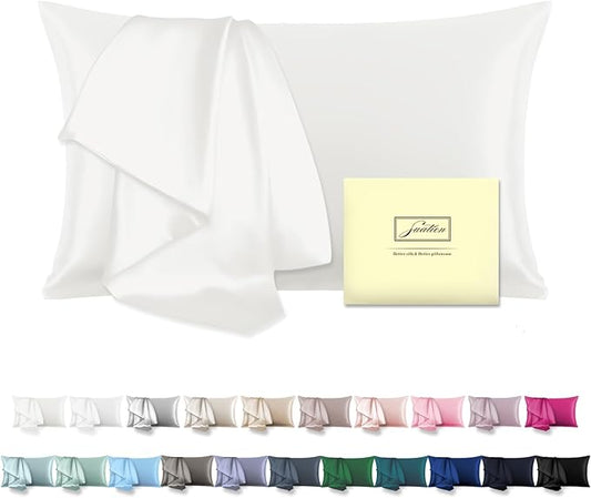 Natural Mulberry Silk Pillowcase for Hair and Skin Queen Size 20"X30" Pillow Case with Hidden Zipper Soft Breathable Smooth Cooling Silk Pillow Covers for Sleeping (Ivory,Queen,1Pcs) - Bloomnest