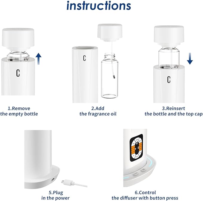 Waterless Scent Diffuser – 1200 Sq Ft Coverage, Essential Oil Diffuser with Remote Control, Quiet Aromatherapy Diffuser with LED Light & Timer, Scent Air Machine for Home, Office, Hotel - Bloomnest
