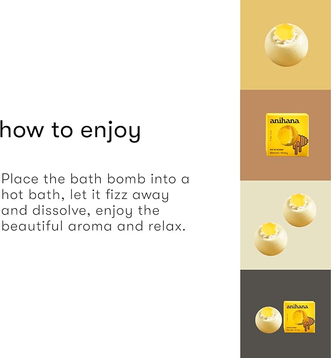 ANIHANA Bath Bomb with Coconut Oil, Paraben Free, Hand-Crafted Luxury Fizzers, Refreshing Manuka Honey Scent, 6.3 oz - Bloomnest